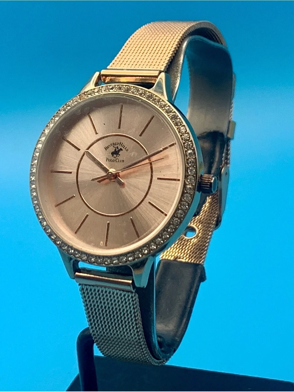BEVERLY HILLS POLO CLUB Women’s Wristwatch Crystal Accents Working New Battery
